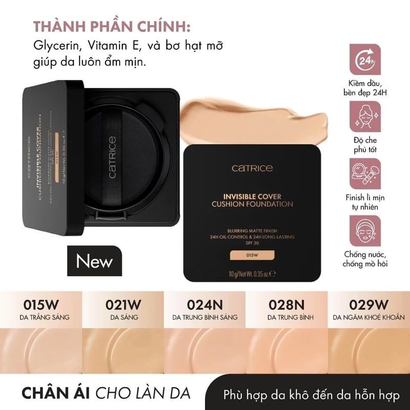Phấn Nước Chống Nắng Catrice Invisible Cover Cushion Foundation 10g