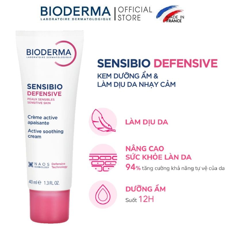 Kem Dưỡng Cấp Ẩm, Làm Dịu Da Cho Da Nhạy Cảm Bioderma Sensibio Defensive 40ml