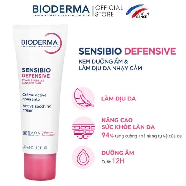  Kem Dưỡng Cấp Ẩm, Làm Dịu Da Cho Da Nhạy Cảm Bioderma Sensibio Defensive 40ml 