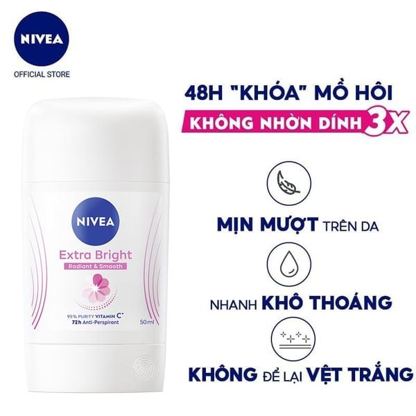  Sáp Ngăn Mùi Nivea Ngọc Trai Extra Brightening 48h Anti-Perspirant Deodorant 