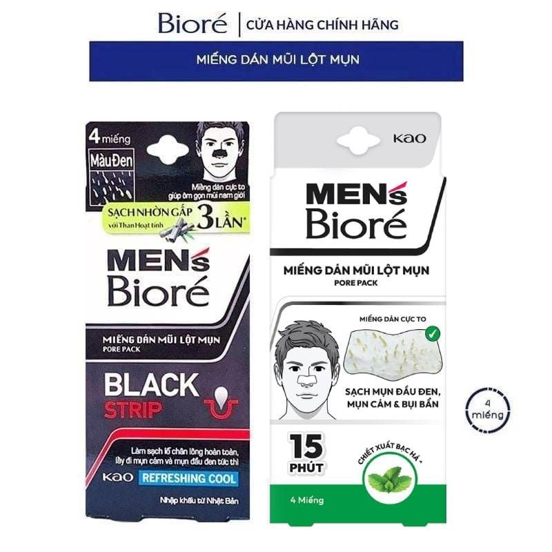 [Hộp 4 Miếng] Miếng Dán Mũi Lột Mụn Men's Bioré