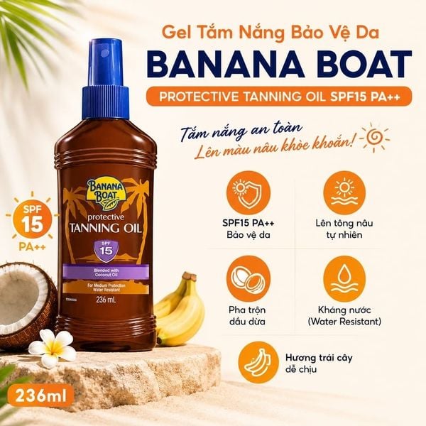  Gel Tắm Nắng Bảo Vệ Da Banana Boat Protective Tanning Oil SPF15 PA++ 236ml 