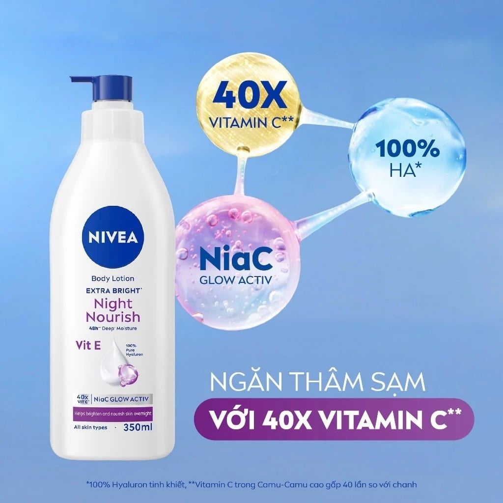Sữa Dưỡng Thể Nivea Hỗ Trợ Dưỡng Sáng, Giúp Da Đàn Hồi, Căng Mịn Extra Bright Body Lotion
