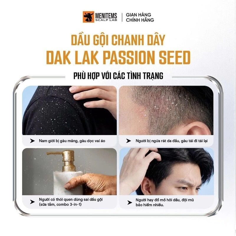 Dầu Gội Menitems Làm Sạch Gàu Chanh Dây Menitems Daklak Passion Seed 300ml