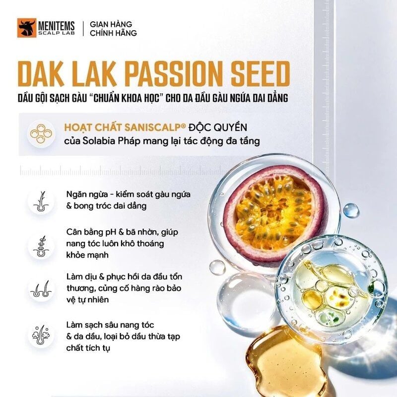 Dầu Gội Menitems Làm Sạch Gàu Chanh Dây Menitems Daklak Passion Seed 300ml