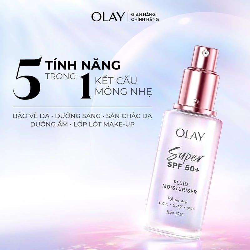 Kem Dưỡng Sáng Da, Chống Nắng Olay Super SPF50+ Fluid Moisturiser PA++++ 50ml