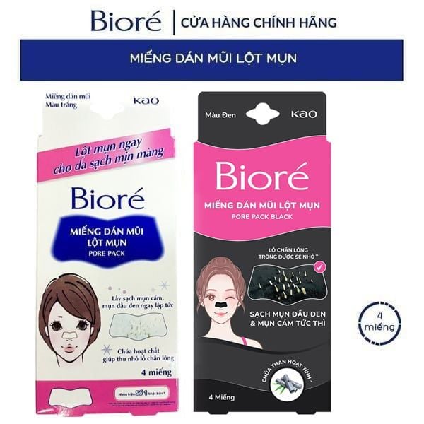  [Hộp 4 Miếng] Miếng Dán Mũi Lột Mụn Bioré Pore Pack Black 