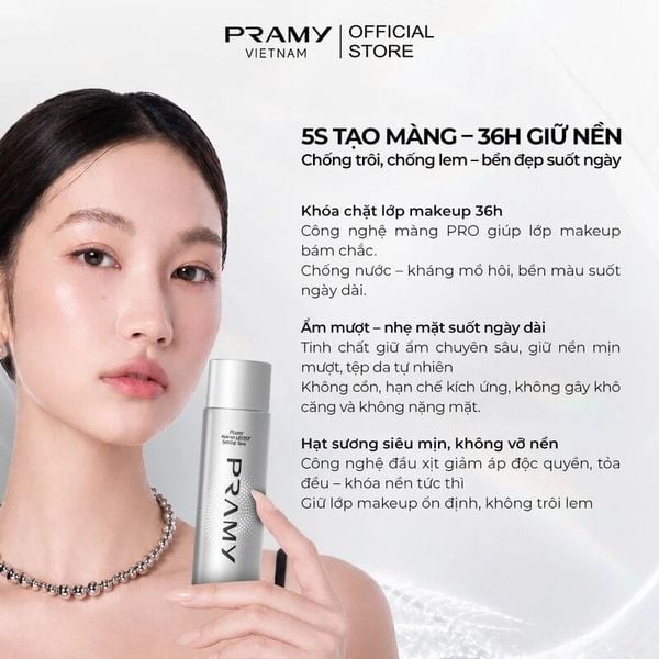  Xịt Khóa Nền Pramy Cố Định Trang Điểm Dưỡng Ẩm Makeup Artist Setting Spray 100ml 