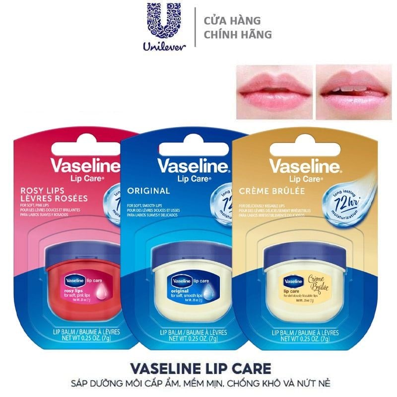 Sáp Dưỡng Môi Vaseline Cấp Ẩm, Mềm Mịn Lip Care 7g