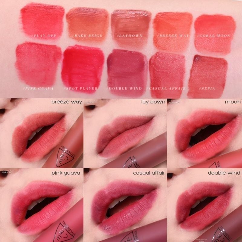 (TEST) Son Kem Lì 3CE Mịn Mượt Nhẹ Môi Blur Water Tint 4.6g