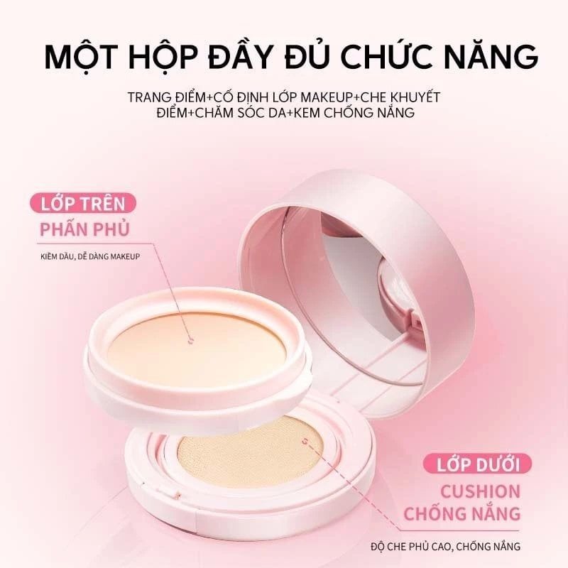 Phấn Nước Hexze Hỗ Trợ Chống Nắng Kèm Phấn Phủ 2in1 Long Lasting Sunscreen Double Cushion Foundation Natural SPF25 Pa+++ 13g + 6.5g