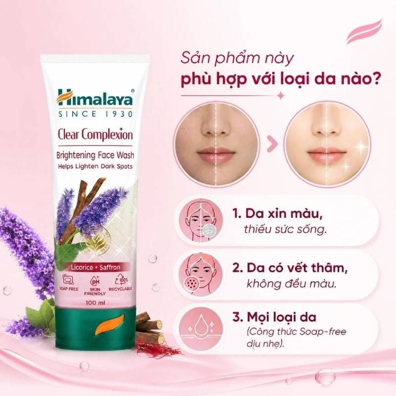 Sữa Rửa Mặt Himalaya Chiết Xuất Nghệ Tây SINCE 1930 Clear Complete Brightening Face Wash 100ml