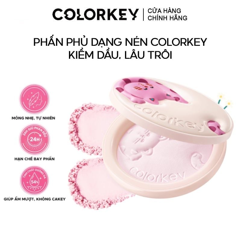Phấn Phủ Dạng Nén Colorkey Blurring Silky Setting Powder #Soft Lavender 7g (The Polka Dot Cat Edition)