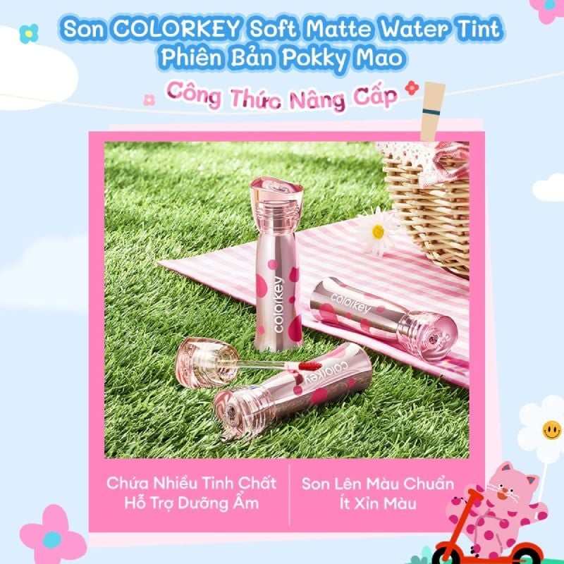 Son Kem Lì Colorkey Siêu Mịn Môi Soft Matte Water Tint