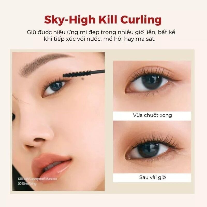 Mascara Giúp Mi Cong, Dài, Dày Tự Nhiên Clio Kill Lash Superproof Mascara 01 Long Curling 7g