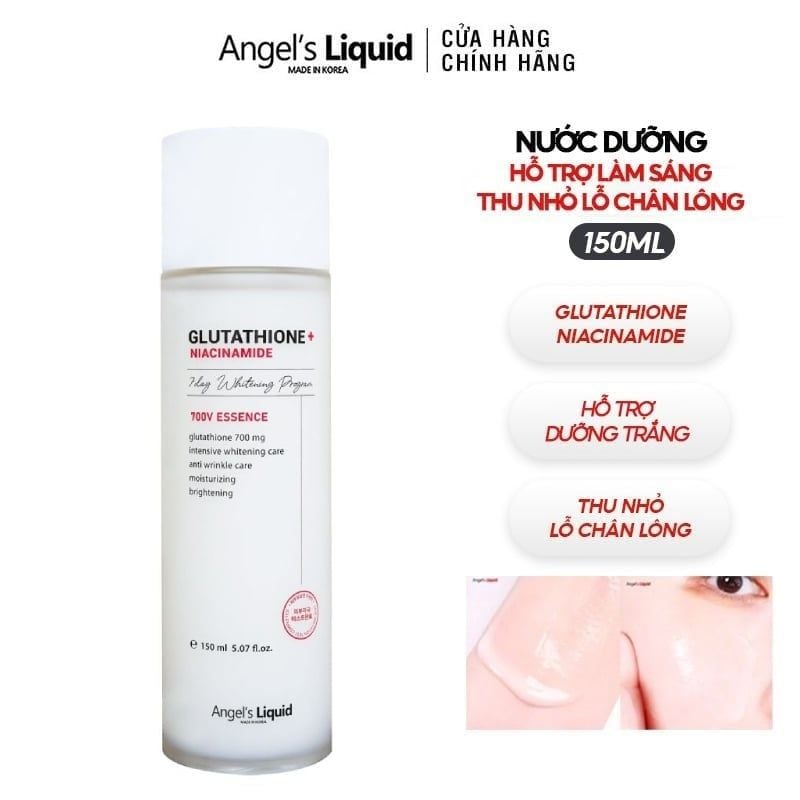 Nước Dưỡng Angel's Liquid Hỗ Trợ Làm Sáng Da, Thu Nhỏ Lỗ Chân Lông Glutathione + Niacinamide 700V Essence (Oily & Combined Skin) 150ml