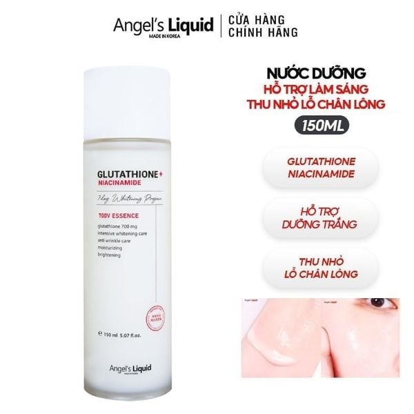  Nước Dưỡng Angel's Liquid Hỗ Trợ Làm Sáng Da, Thu Nhỏ Lỗ Chân Lông Glutathione + Niacinamide 700V Essence (Oily & Combined Skin) 150ml 
