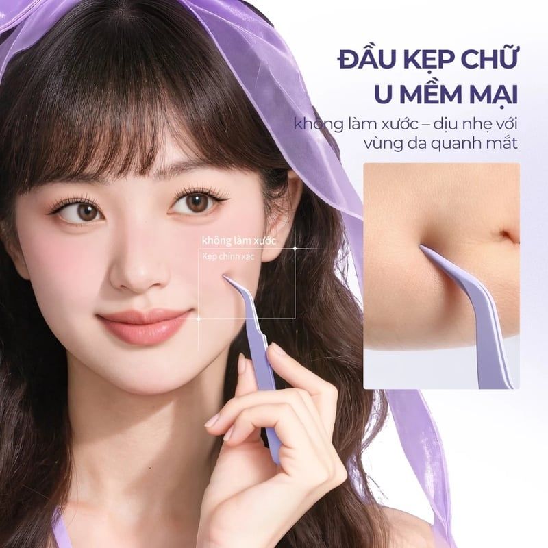 Nhíp Gắp Mi Mlen Diary Chuyên Dụng Chống Dính Purple Non-stick Tweezers