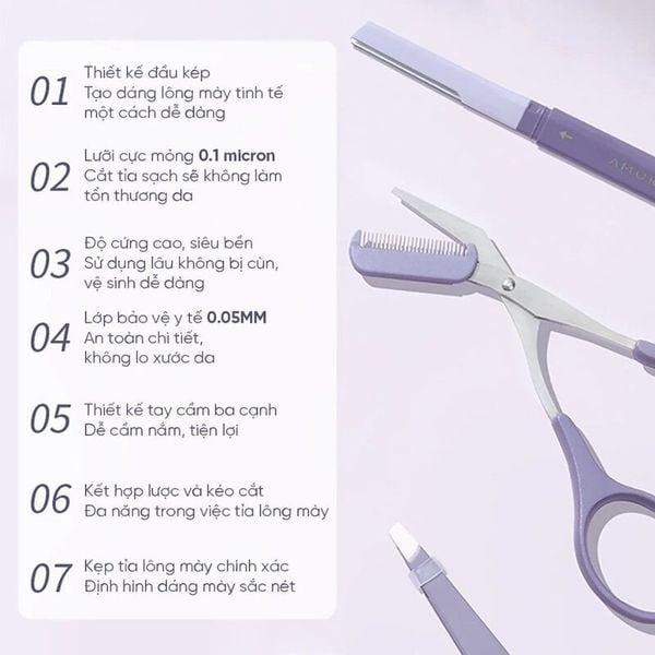  Bộ Dụng Cụ Tỉa Lông Mày Amortals Eyebrow Refining Trimmer 3-Piece Set 