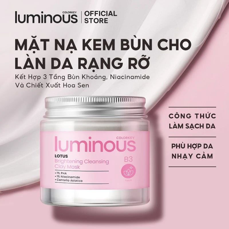 Mặt Nạ Bùn Khoáng Colorkey Làm Sạch Sâu Luminous Lotus Brightening Cleansing Clay Mask 60g