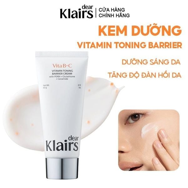  Kem Dưỡng Klairs Hỗ Trợ Dưỡng Sáng Da Vitamin Toning Barrier Cream 60g 