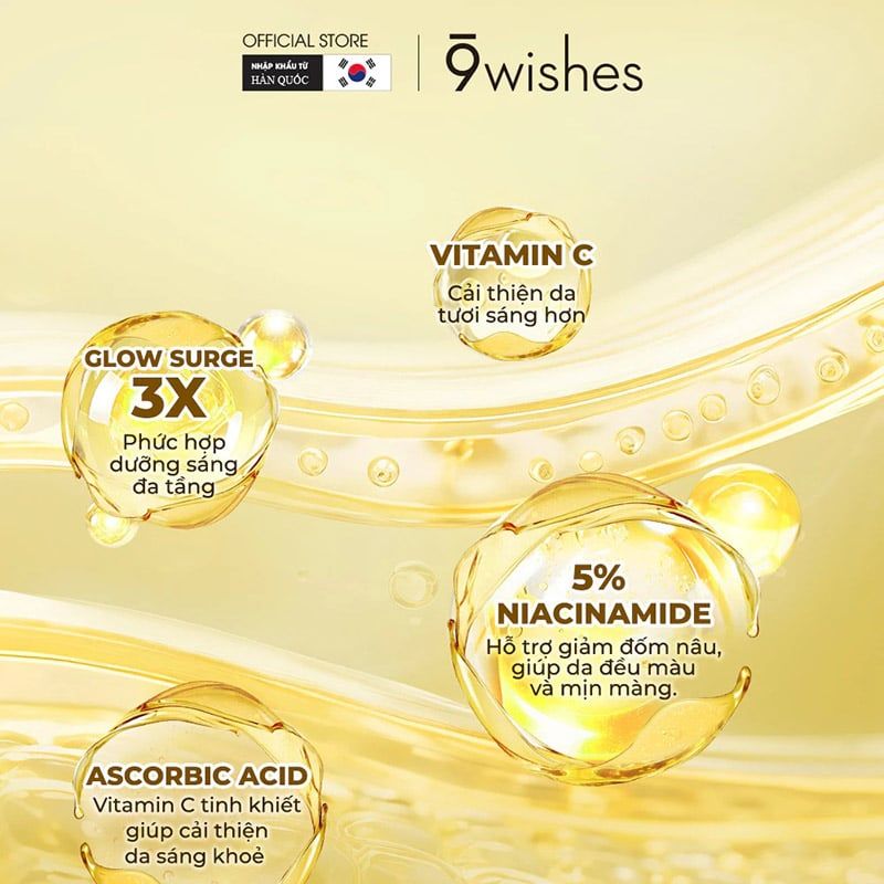 Serum 9 Wishes Hỗ Trợ Dưỡng Sáng Da Tangerine C Vitamin Ampule 30ml