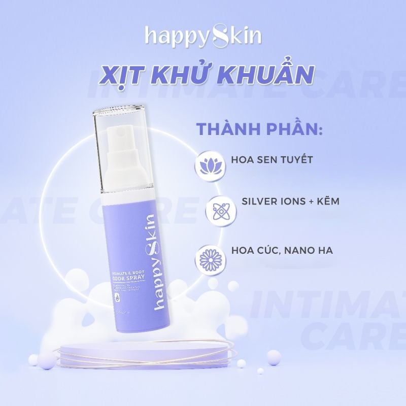 Xịt Khử Vùng Kín & Toàn Thân Emmié By Happy Skin Giúp Làm Sạch, Cấp Ẩm, Làm Dịu Da Intimate & Body Odor Spray 30ml