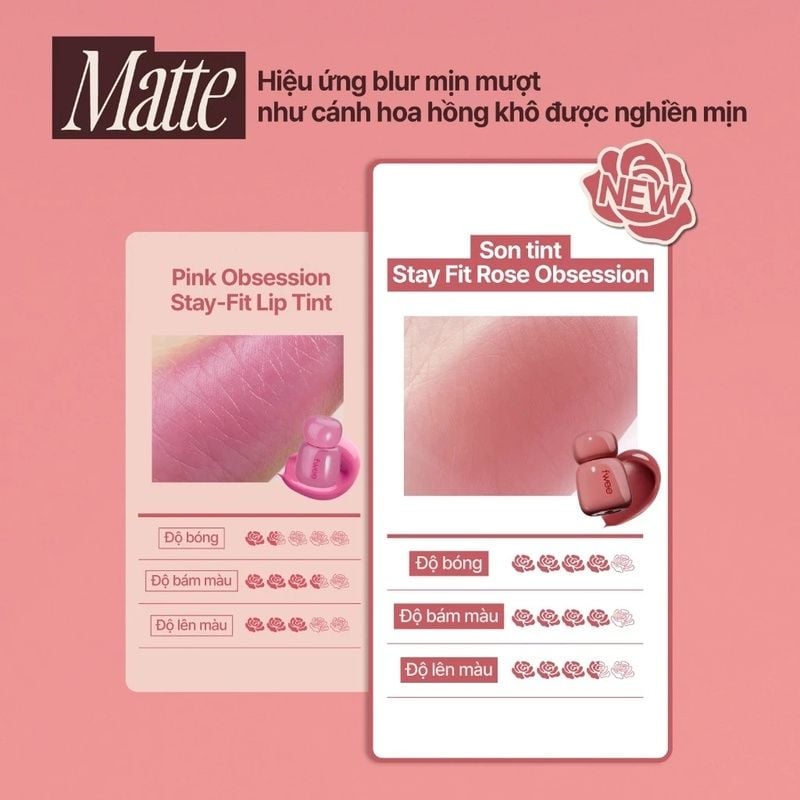 Son Tint Bền Màu fwee Rose Obsession Stay-Fit Tint