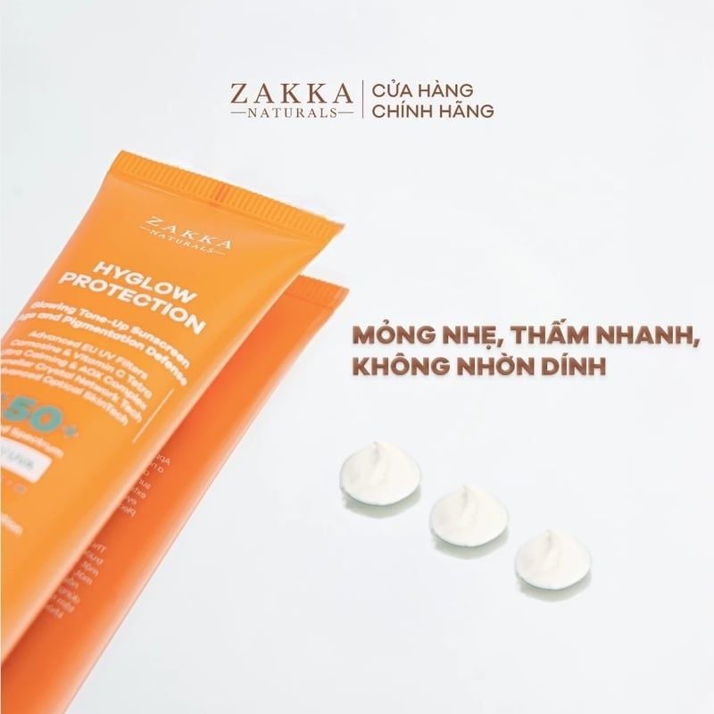 Kem Chống Nắng Phổ Rộng Nâng Tông Sáng Da Zakka Naturals Hyglow Protection Glowing Tone-Up Sunscreen Age and Pigmentation Defense 45ml