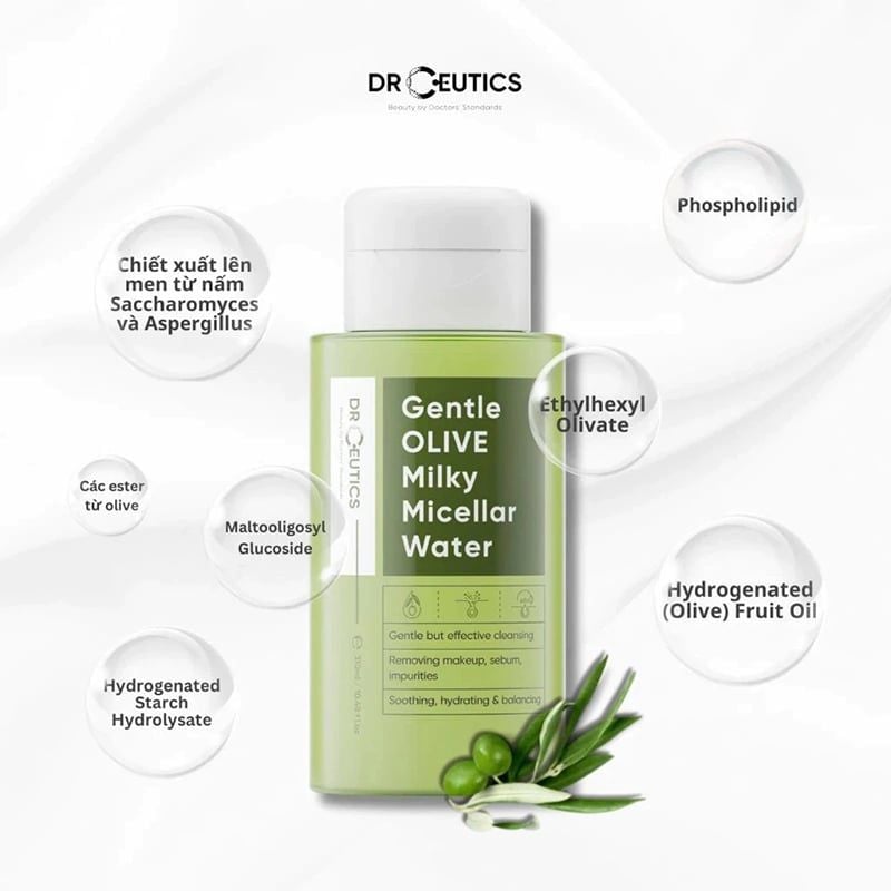 Sữa Tẩy Trang DrCeutics Dành Cho Mọi Loại Da Gentle Olive Milky Micellar Water 310ml