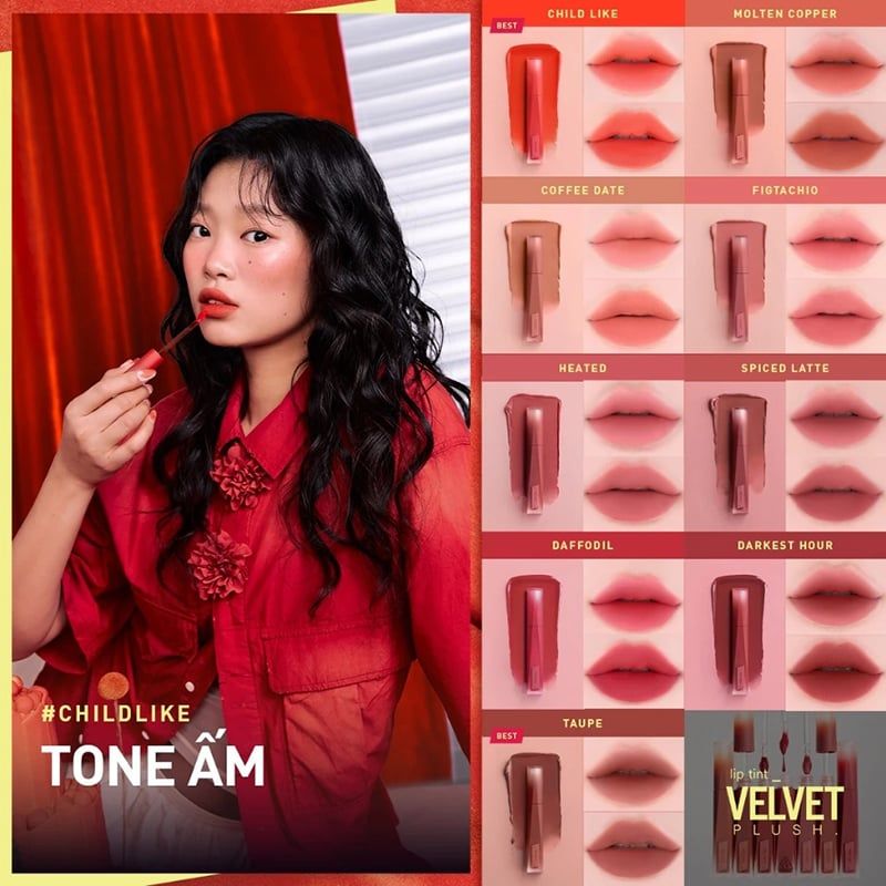 Son Kem Lì 3CE Nhung Lì Velvet Lip Tint Plush
