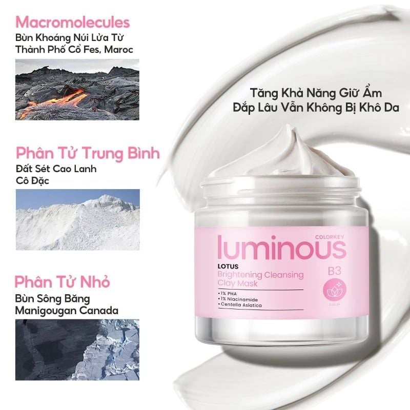 Mặt Nạ Bùn Khoáng Colorkey Làm Sạch Sâu Luminous Lotus Brightening Cleansing Clay Mask 60g