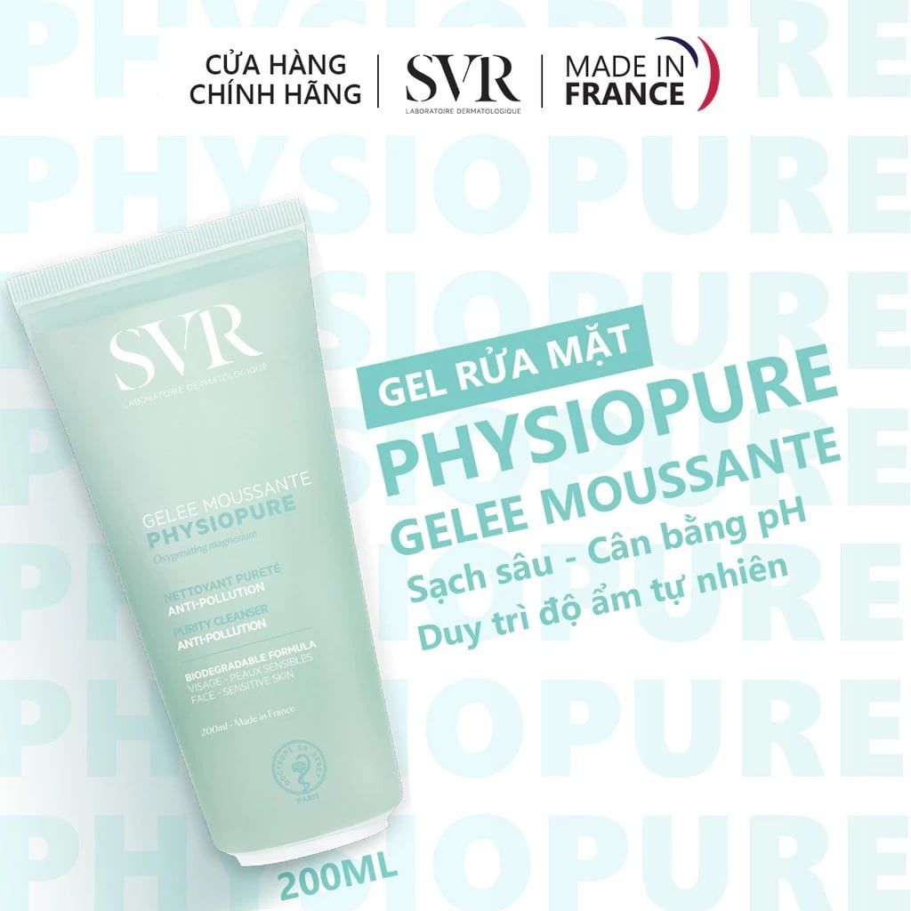 Serum SVR Hỗ Trợ Dưỡng Sáng Da [C] Ampoule Anti-Ox 30ml + Sữa Rửa Mặt SVR Physiopure Gelée Moussante 200ml