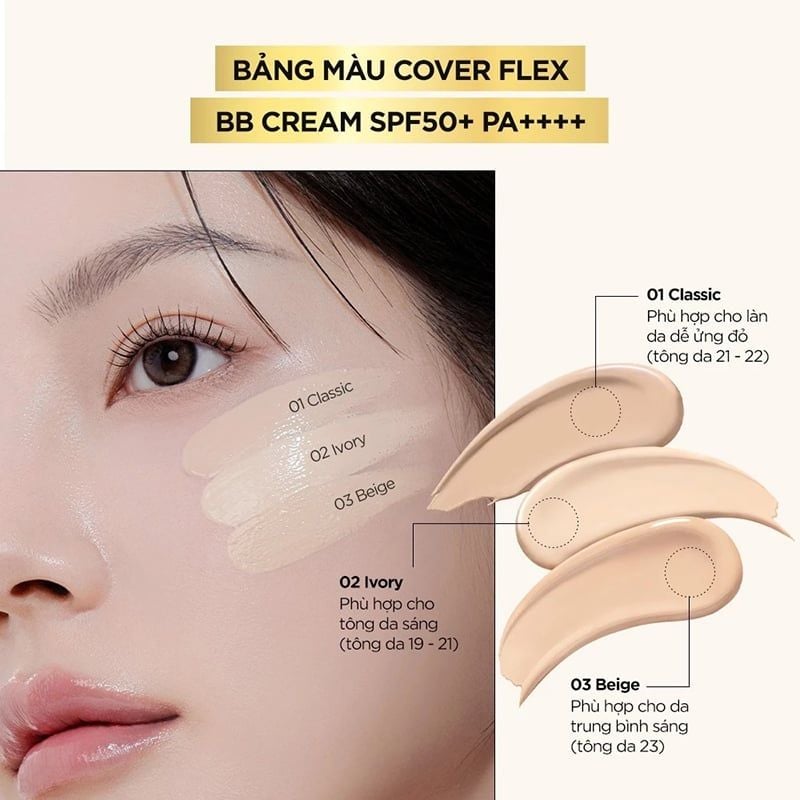Kem Nền B.O.M Mỏng Nhẹ, Che Phủ Cao Cover Flex BB Cream SPF50+ 40g