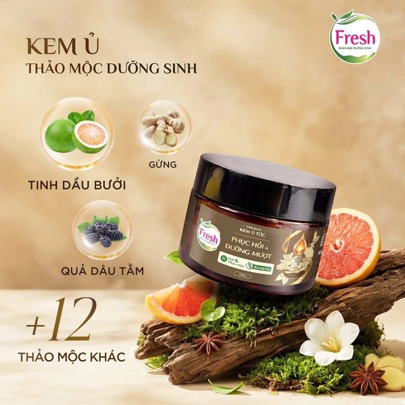 Kem Ủ Tóc Fresh Thảo Mộc Dưỡng Sinh Phục Hồi & Dưỡng Mượt Tóc Hư Tổn 220g
