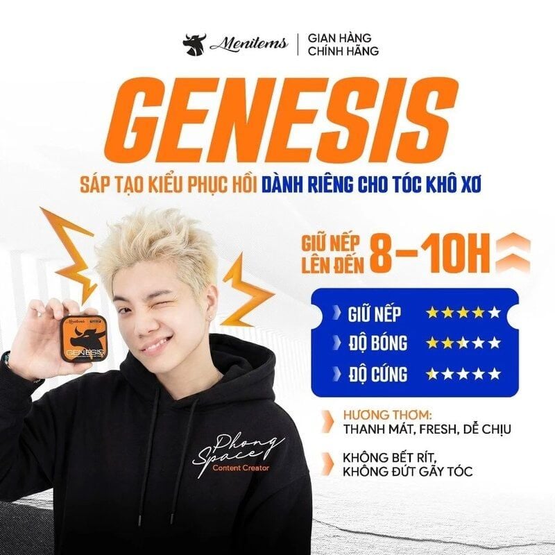 Sáp Vuốt Tóc Hướng Ẩm Menitems Genesis Profesional Nourishing Hair Wax 50g