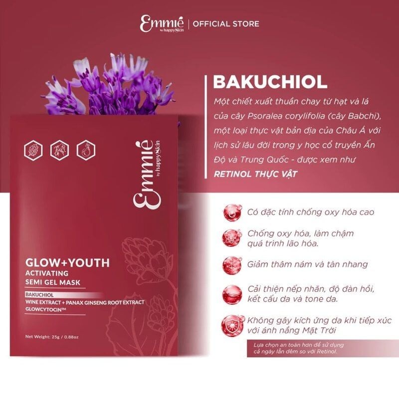 Mặt Nạ Dưỡng Da Emmié by Happyskin Hỗ Trợ Trẻ Hóa, Căng Bóng Mờ Nhăn Glow + Youth Activating Semi Gel Mask