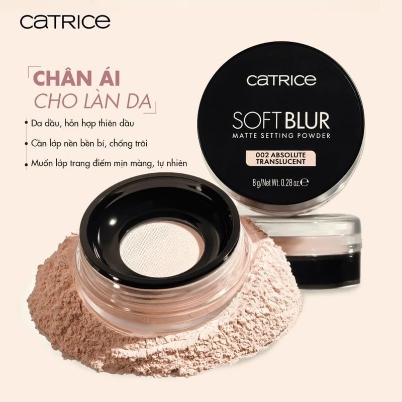 Phấn Phủ Catrice Mỏng Nhẹ Kiềm Dầu Soft Blur Matte Setting Powder 8g