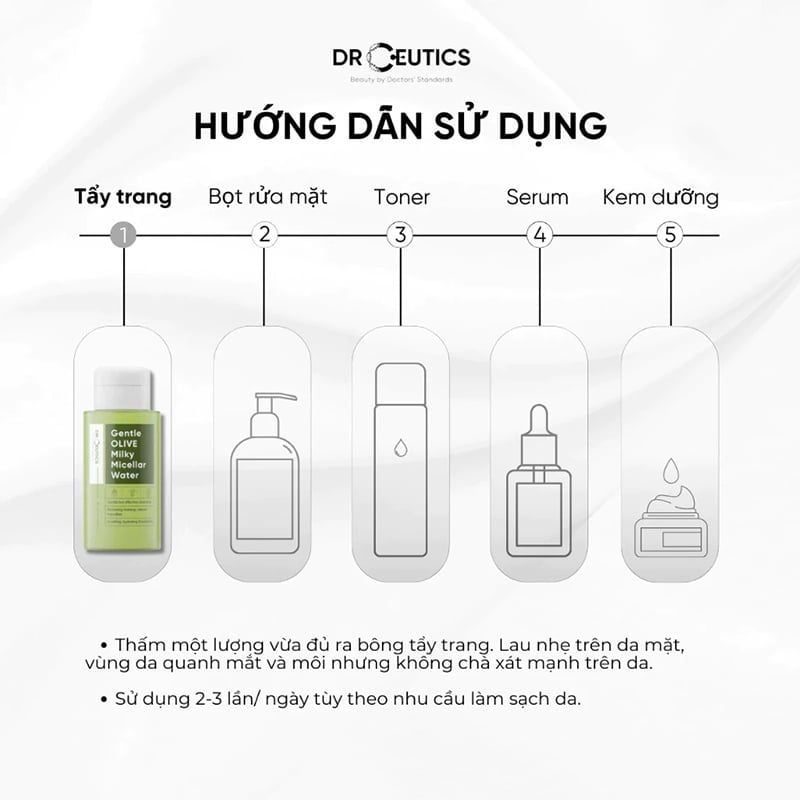 Sữa Tẩy Trang DrCeutics Dành Cho Mọi Loại Da Gentle Olive Milky Micellar Water 310ml