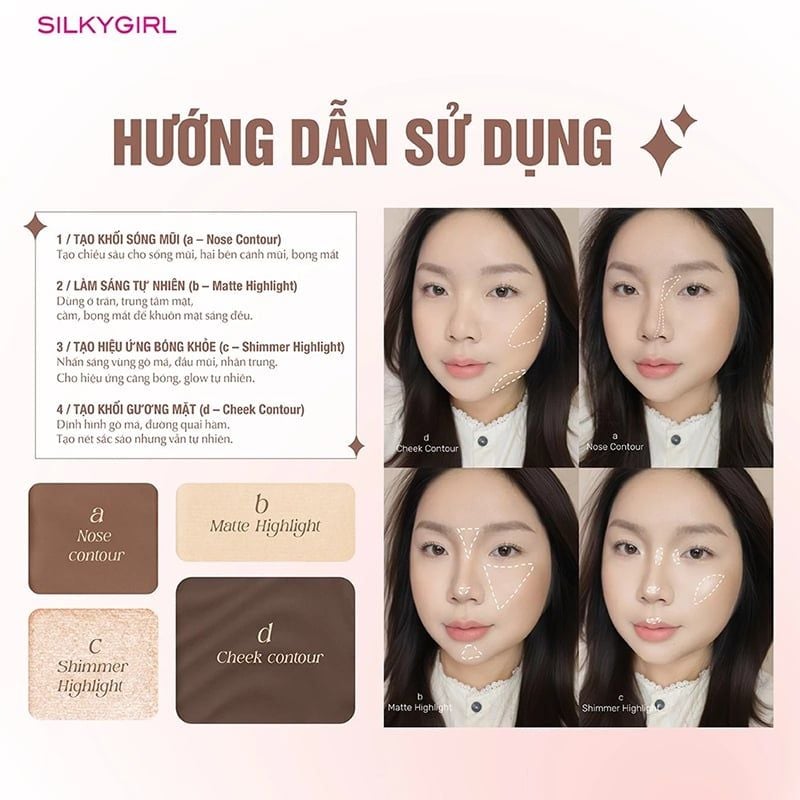 Bảng Tạo Khối Và Bắt Sáng Đa Năng Silkygirl Contour & Highlight Palette 8.3g