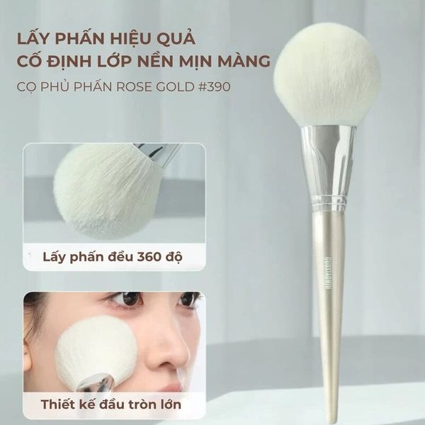  Cọ Phủ Phấn Guoxiaoniu Rose Gold #390 Flat-Top Loose Powder Brush 