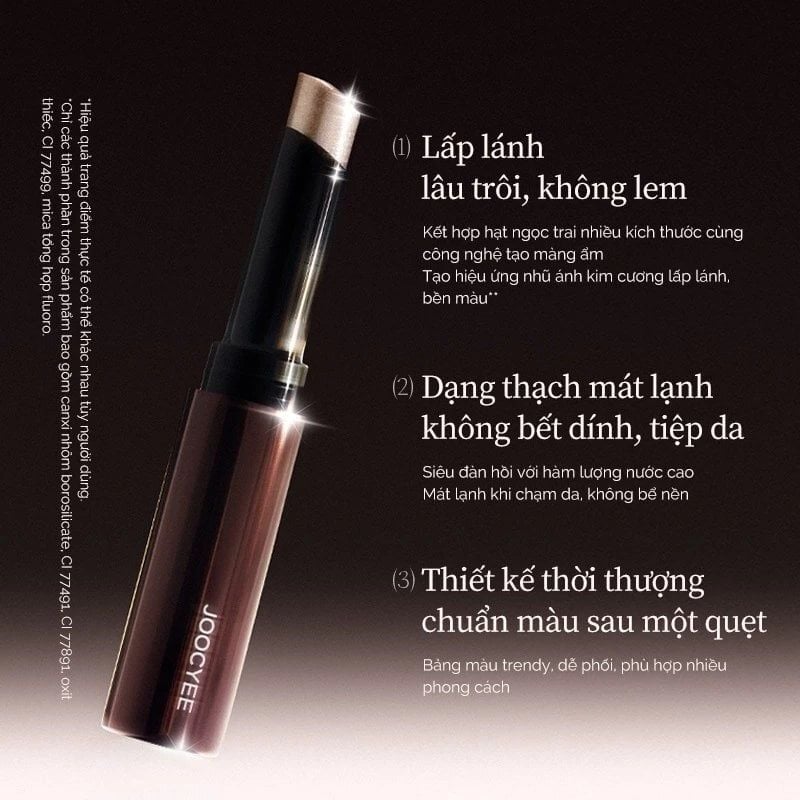 Thỏi Nhũ Mắt & Bắt Sáng Dạng Thạch Joocyee Jelly Eyeshadow Stick 2g #D12