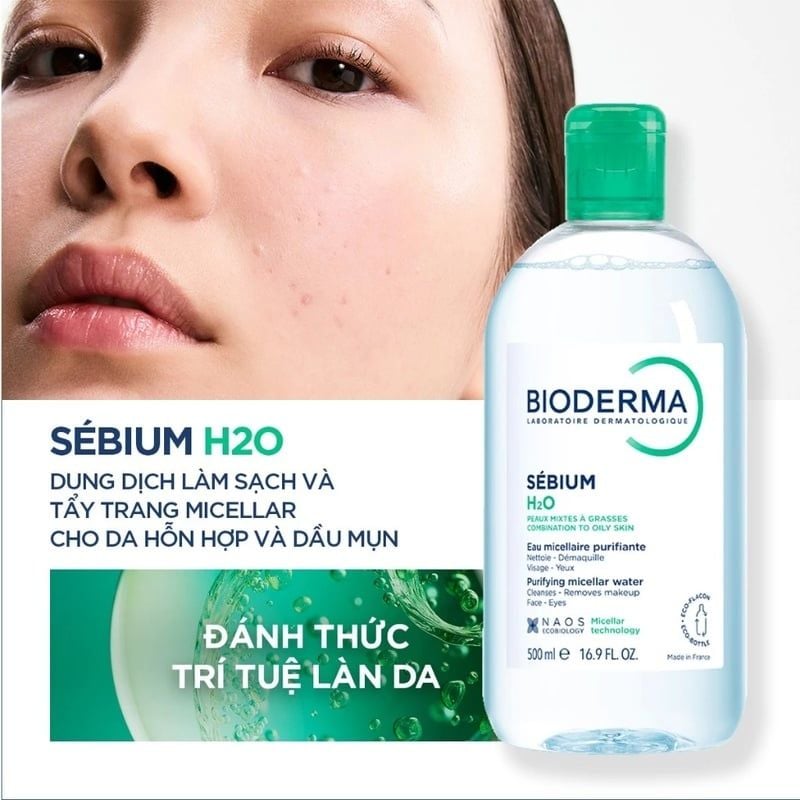 Nước Tẩy Trang Bioderma Cho Da Dầu, Da Hỗn Hợp, Da Mụn Sebium H2O