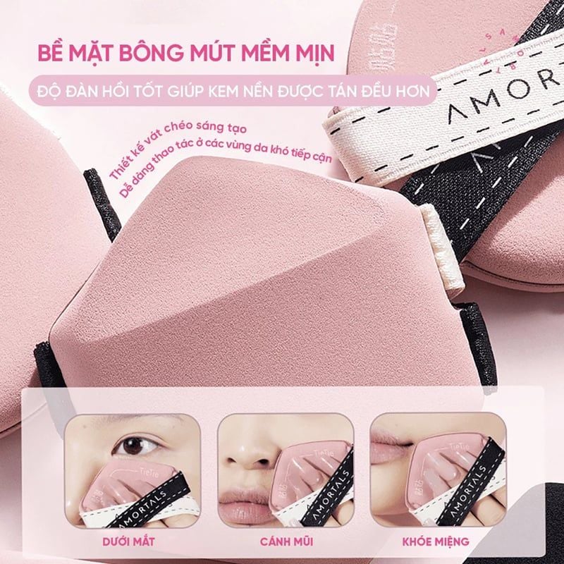 Set 3 Bông Mút Trang Điểm Amortals Tán Đều Lớp Nền TieTie Powder Puff Set