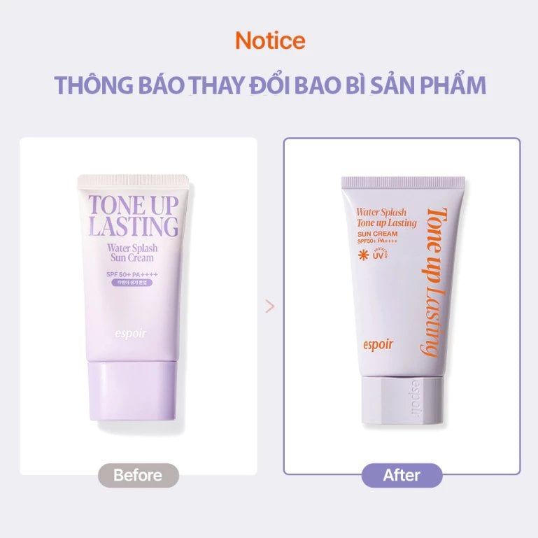 Kem Chống Nắng Espoir Nâng Tông, Lâu Trôi Water Splash Sun Cream Tone Up Lasting 50ml SPF50+ PA++++