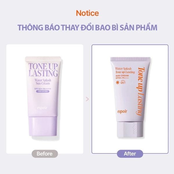  Kem Chống Nắng Espoir Nâng Tông, Lâu Trôi Water Splash Sun Cream Tone Up Lasting 50ml SPF50+ PA++++ 