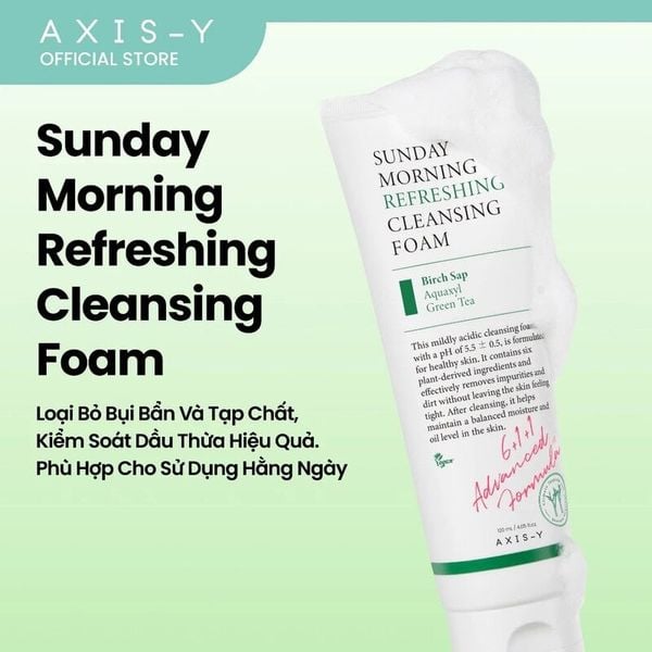  Sữa Rửa Mặt Axis-Y Dịu Nhẹ Sunday Morning Refreshing Cleansing Foam 120ml 