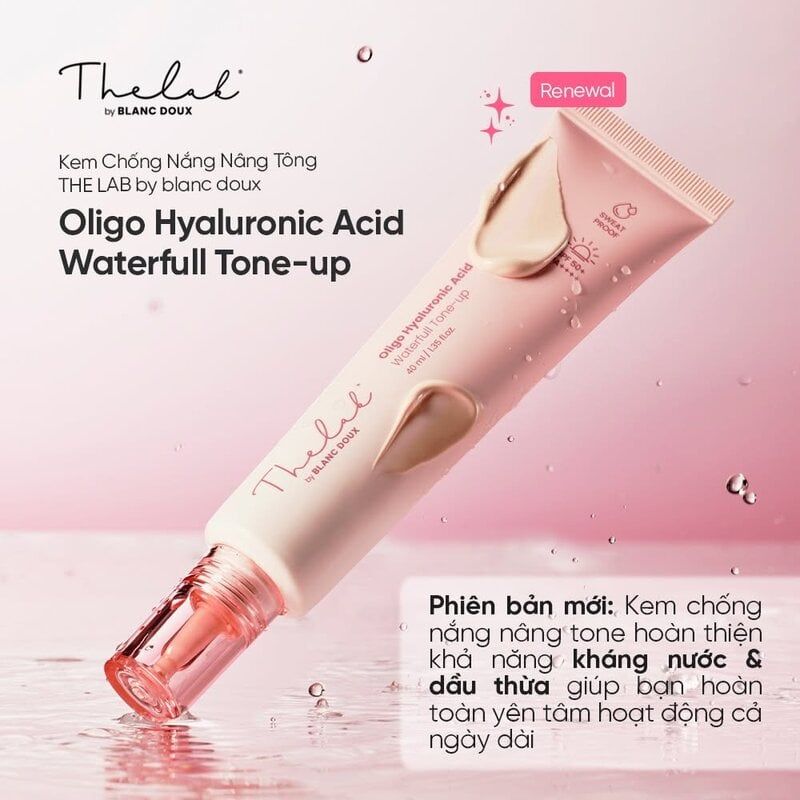 Kem Chống Nắng Nâng Tông The Lab By Blanc Doux Oligo Hyaluronic Acid Waterfull Tone-Up SPF50+/PA++++ 40ml