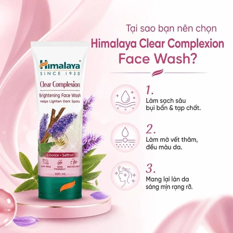 Sữa Rửa Mặt Himalaya Chiết Xuất Nghệ Tây SINCE 1930 Clear Complete Brightening Face Wash 100ml