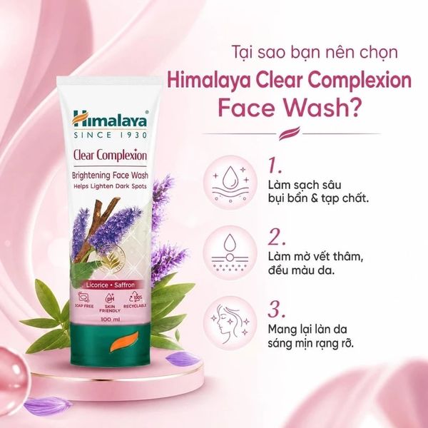  Sữa Rửa Mặt Himalaya Chiết Xuất Nghệ Tây SINCE 1930 Clear Complete Brightening Face Wash 100ml 